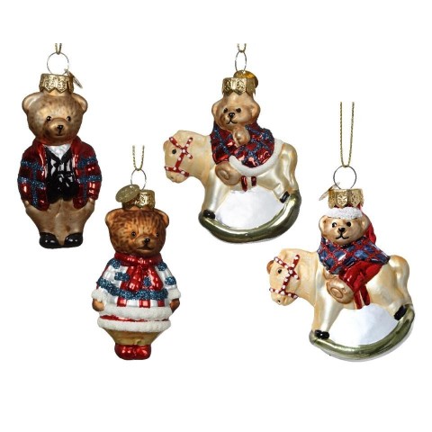 PENDENTE ORSETTO SU CAVALLO 4 ASSORTITI 7.5X4.5X3.5 CM.